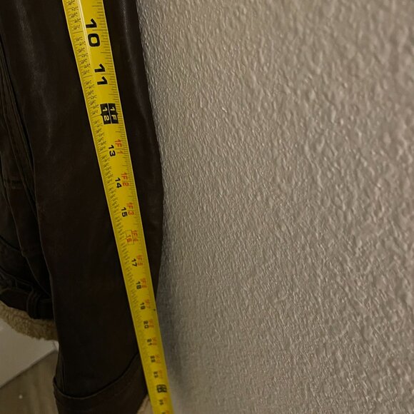 Michael Kors Brown Leather Aviator Jacket Shearling Lined Women’s Size Small P - Picture 15 of 16